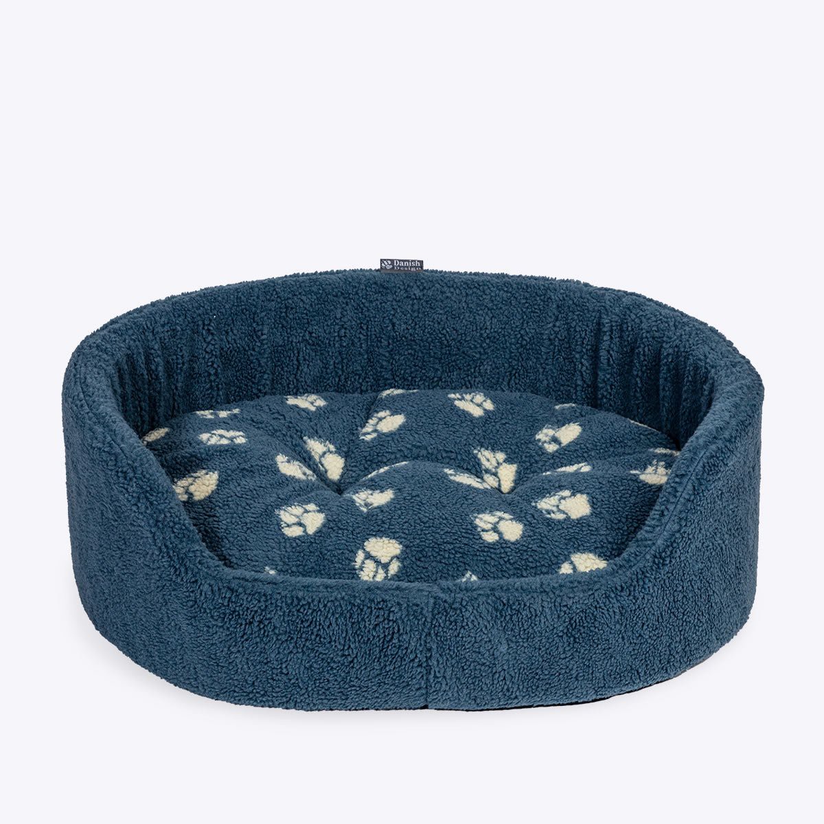 Danish Design 30inch Sherpa Fleece Harbour Paw Slumber Dog Bed – Blue