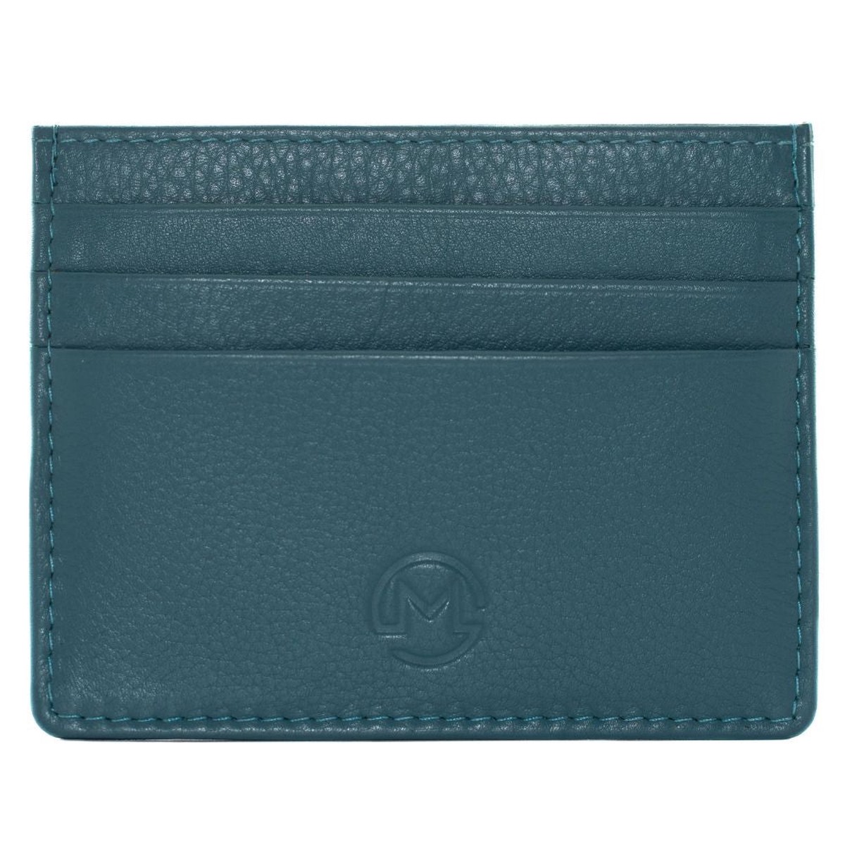 Mala Leather Origin Plain Leather Card Holder With Zip Pocket - Teal