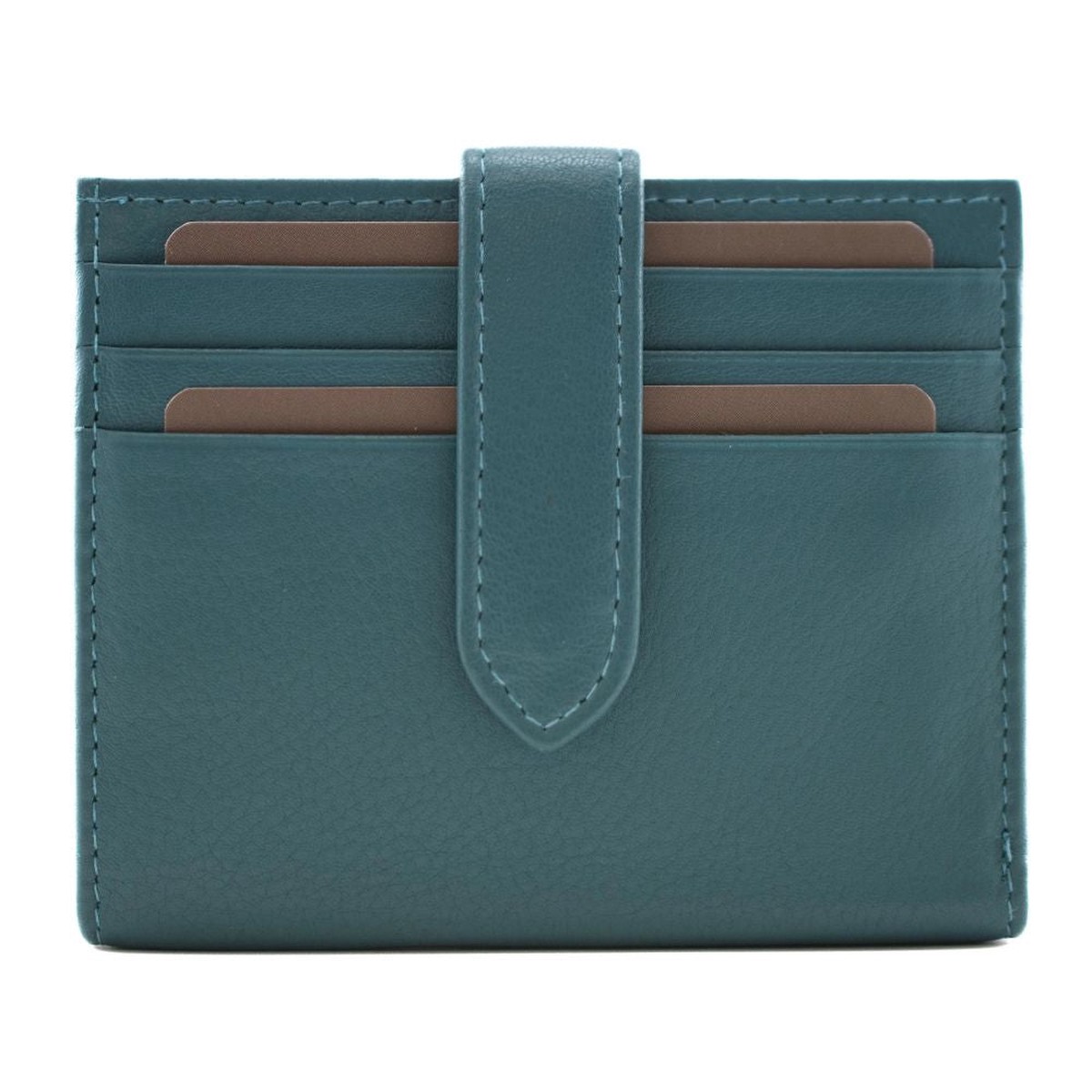 Mala Leather Origin Plain Leather Tabbed Card & Note Holder - Teal