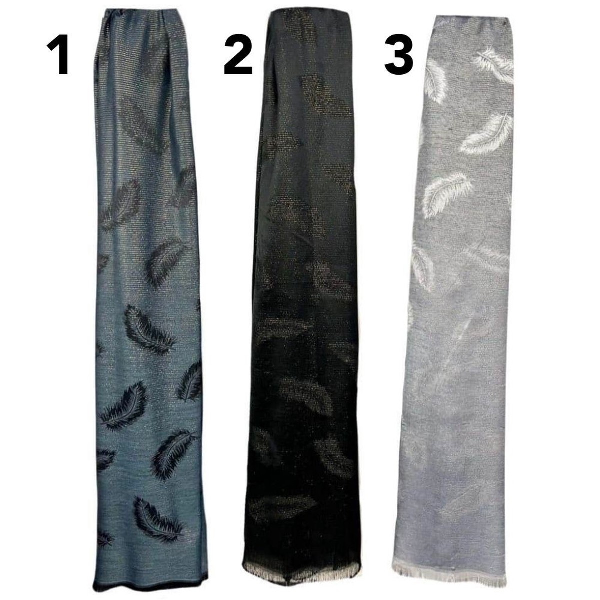 SH Sales Shimmering Gold Thread Feather Scarf – (Choice of 3)