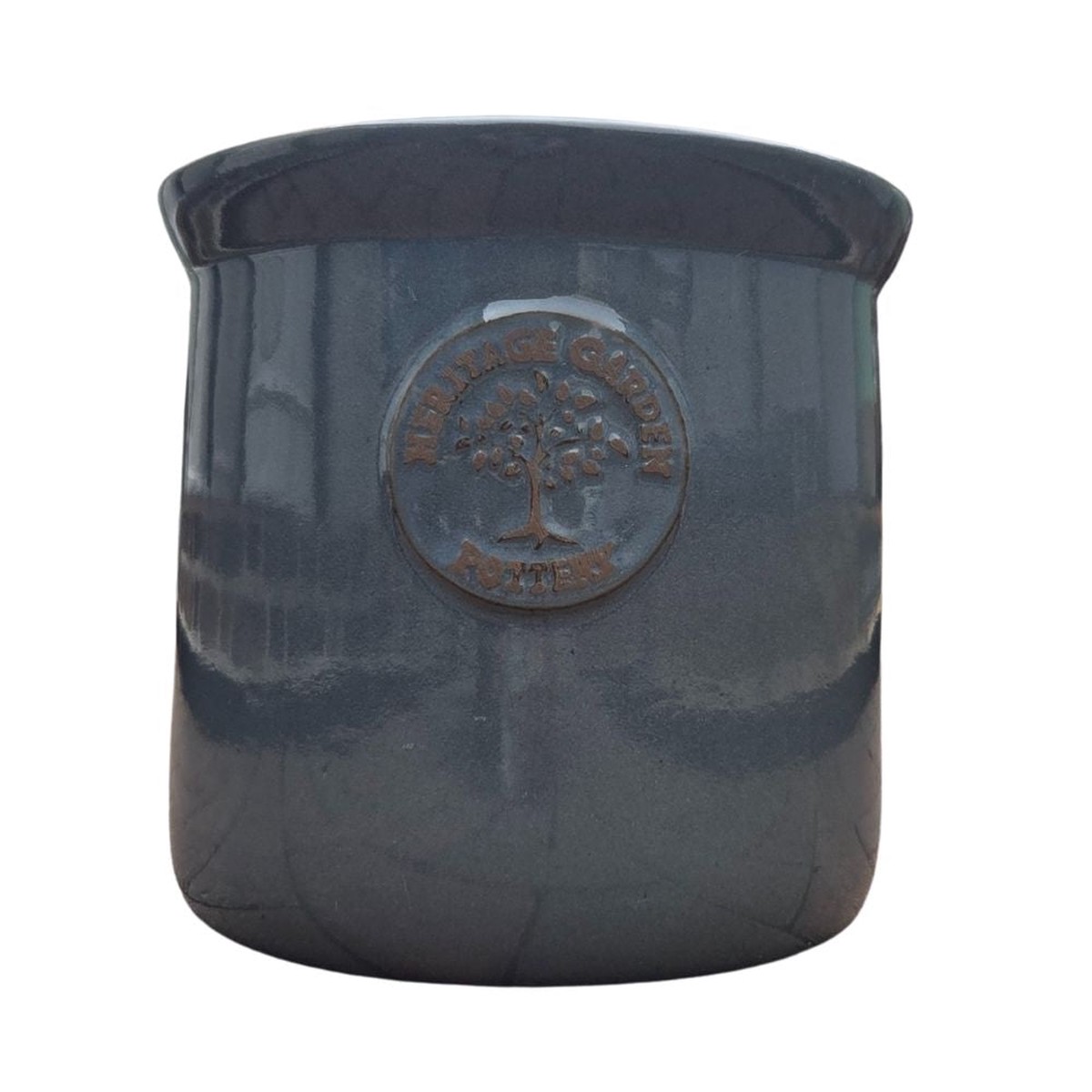 Woodlodge 31cm Edmond Heritage Glazed Lipped Garden Pot – Stone Blue