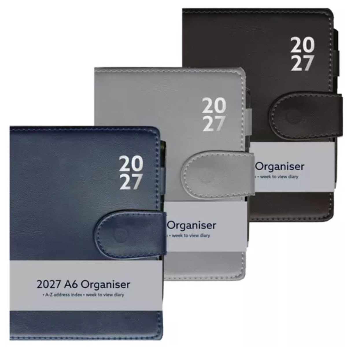2027 A5 Week to View Premium Organiser with Fastener (Choice of 3)