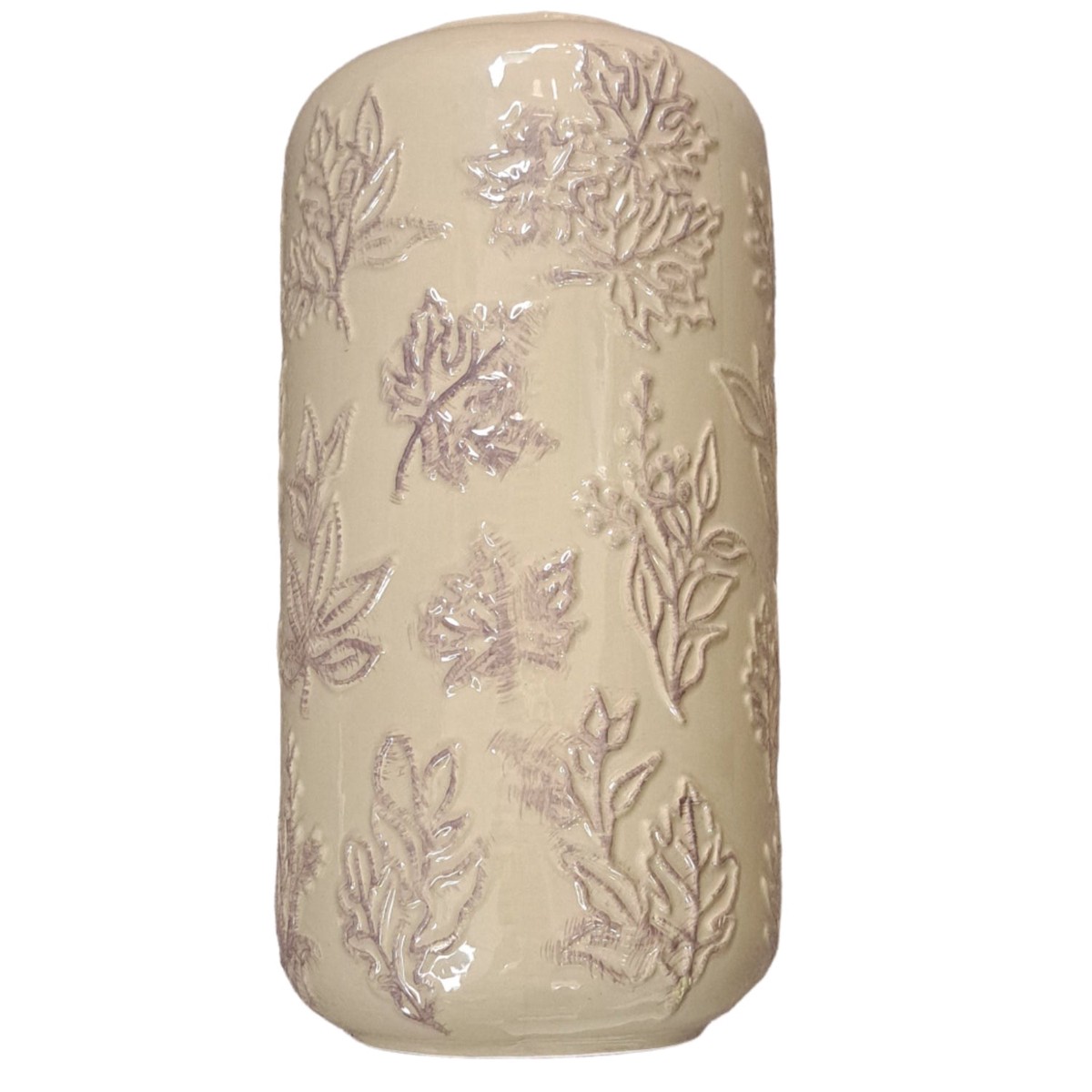 Koopman 24cm Ceramic Vase with Leaf Pattern (24×12)