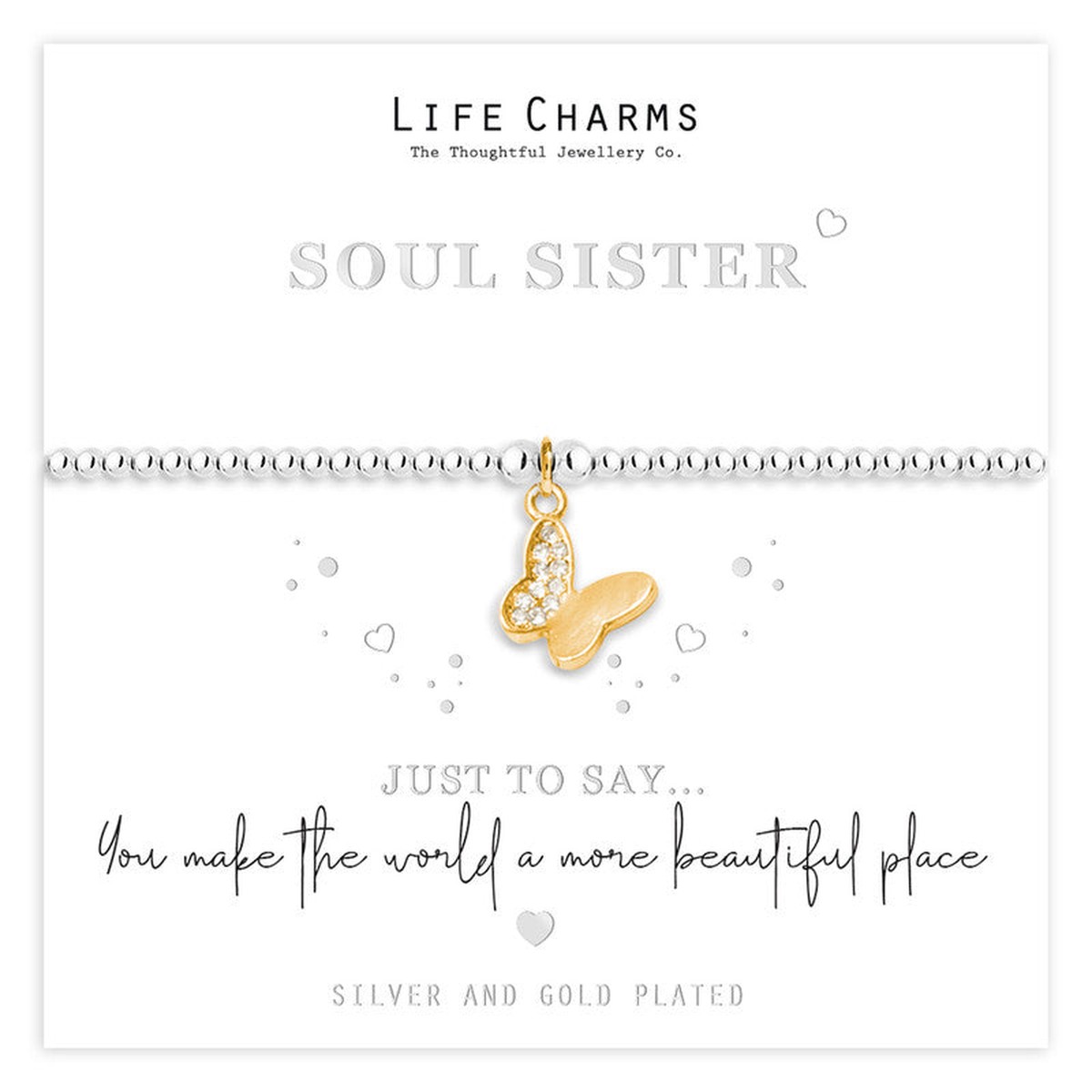 Life Charms Just To Say Soul Sister Gold Butterfly Bracelet