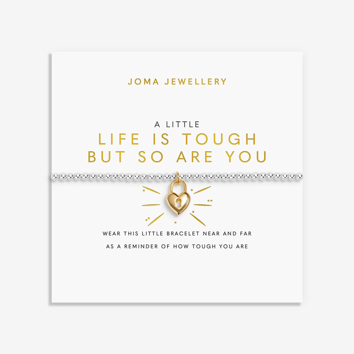 Joma Jewellery A Little 'Life Is Tough But So Are You' Bracelet In Silver and Gold Plating - 17.5cm Stretch